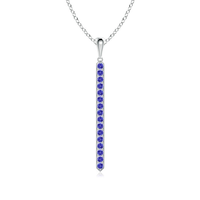 Pavé-Set Tanzanite Bar Pendant with Milgrain
