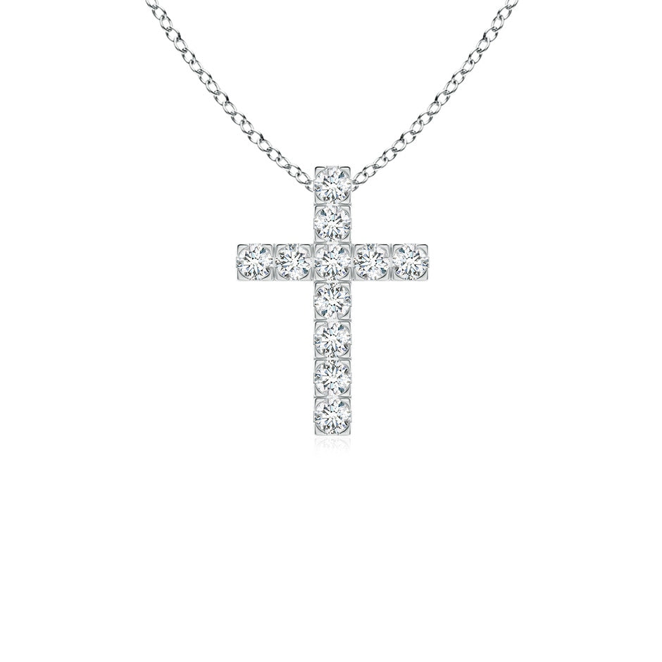 Lab-Grown Flat Prong-Set Diamond Cross Pendant