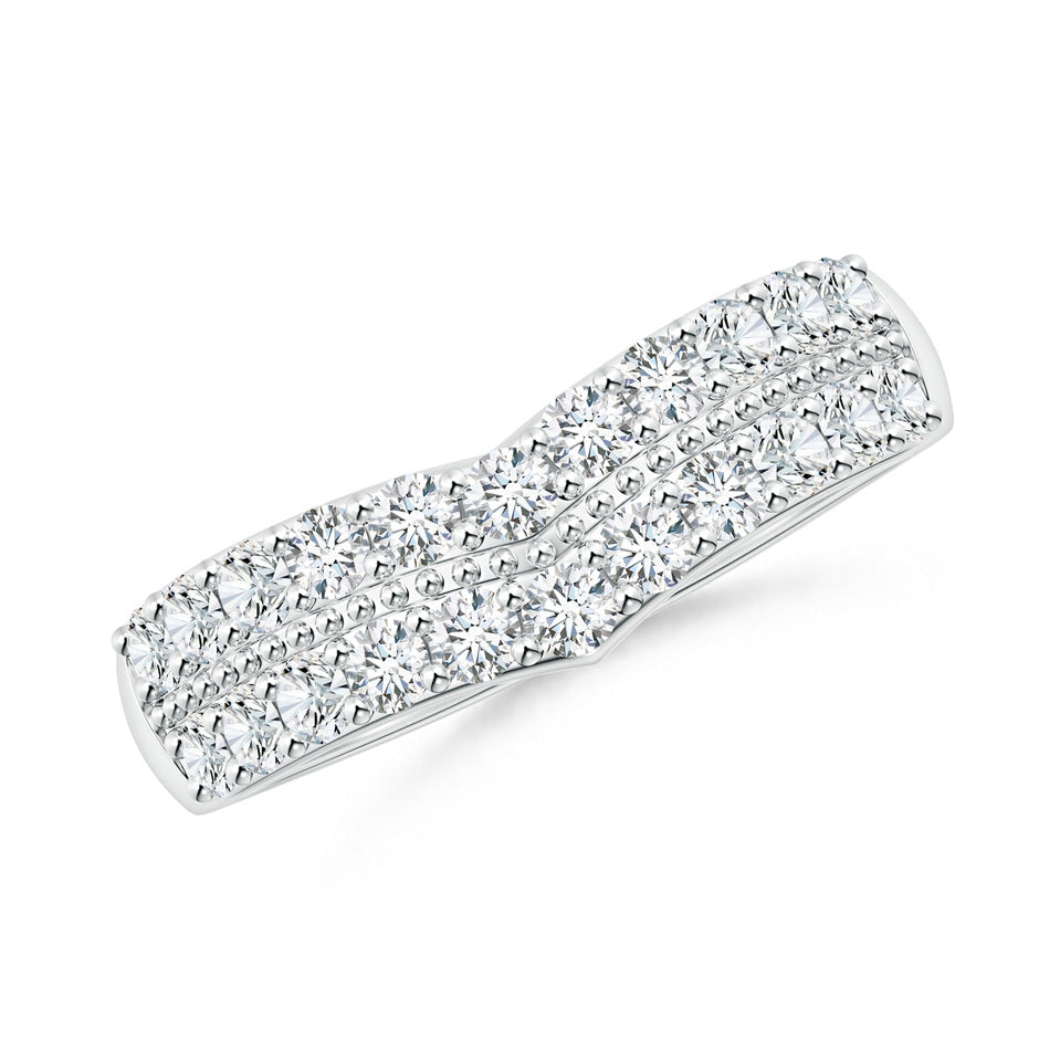 Lab-Grown Round Diamond Twin Row Chevron Wedding Ring