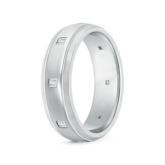 Princess Diamond Low Dome Comfort Fit Wedding Ring for Him