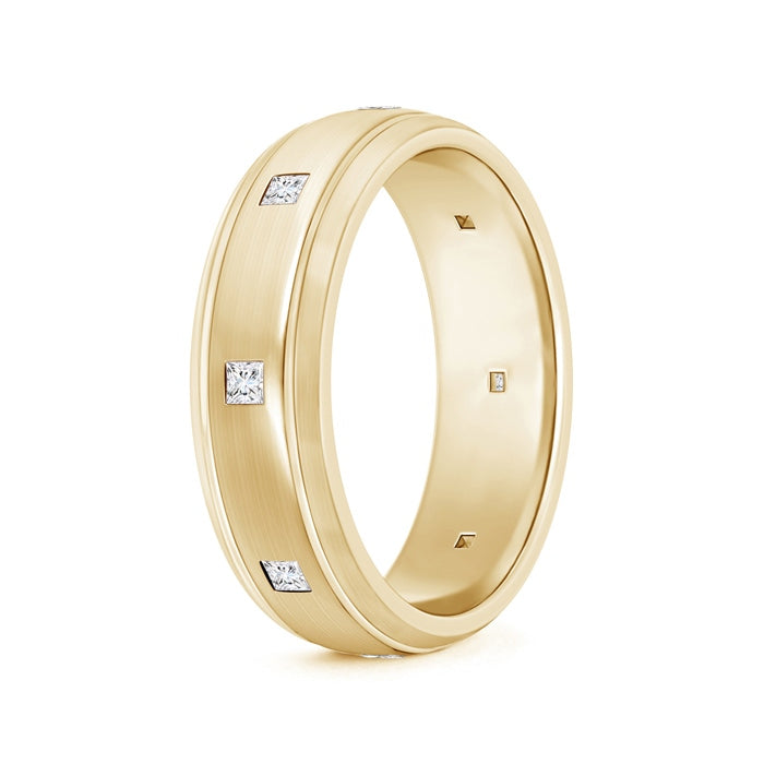 Princess Diamond Low Dome Comfort Fit Wedding Ring for Him