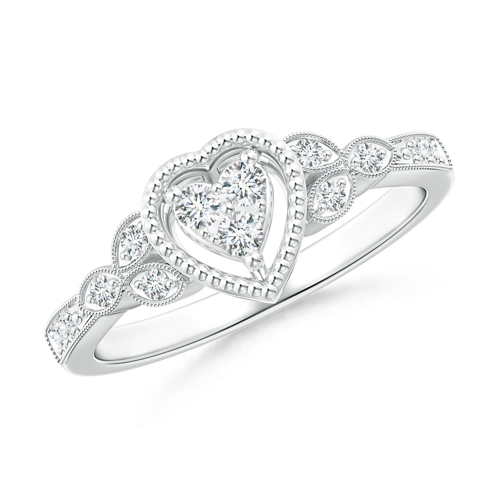 Milgrain Petal Diamond Composite Heart Promise Ring