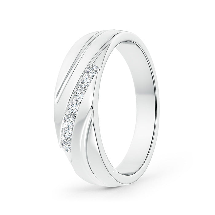 Channel-Set Slanted Diamond 7-Stone Wedding Ring for Him