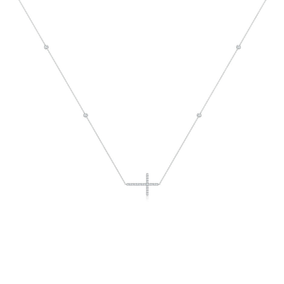 Diamond Sideways Cross Station Necklace