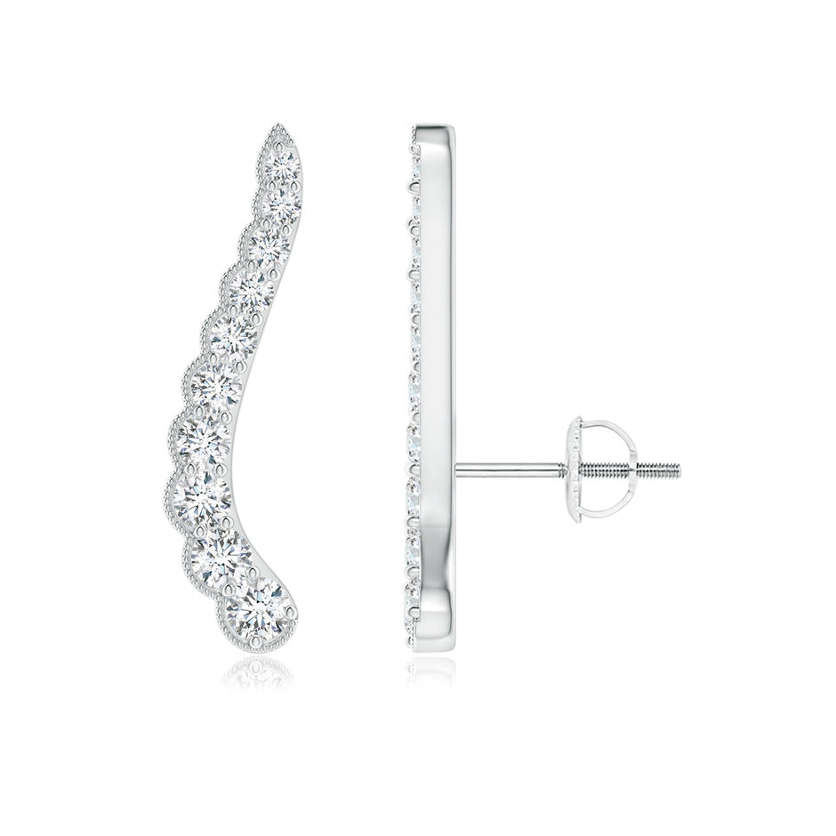 Diamond Wavy Ear Climbers with Milgrain