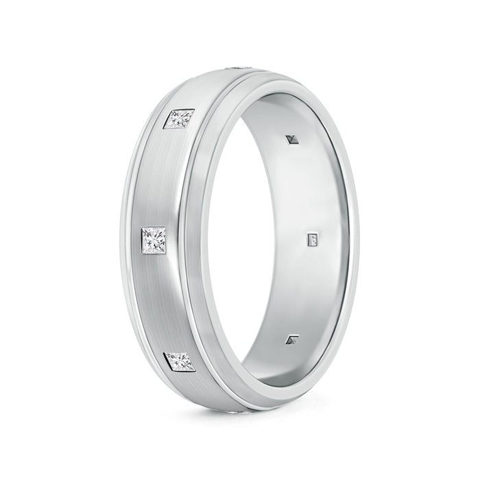 Princess Diamond Low Dome Comfort Fit Wedding Ring for Him