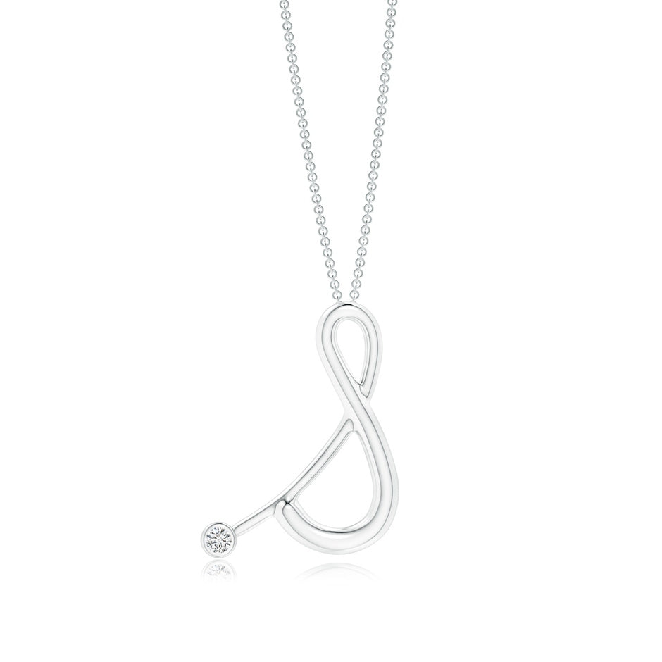Bezel Set Diamond Lowercase 'S' Initial Pendant