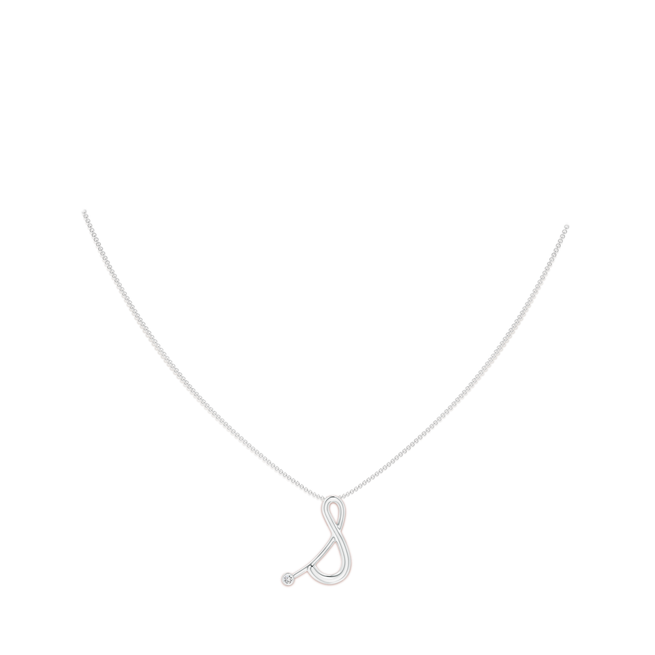 Bezel Set Diamond Lowercase 'S' Initial Pendant