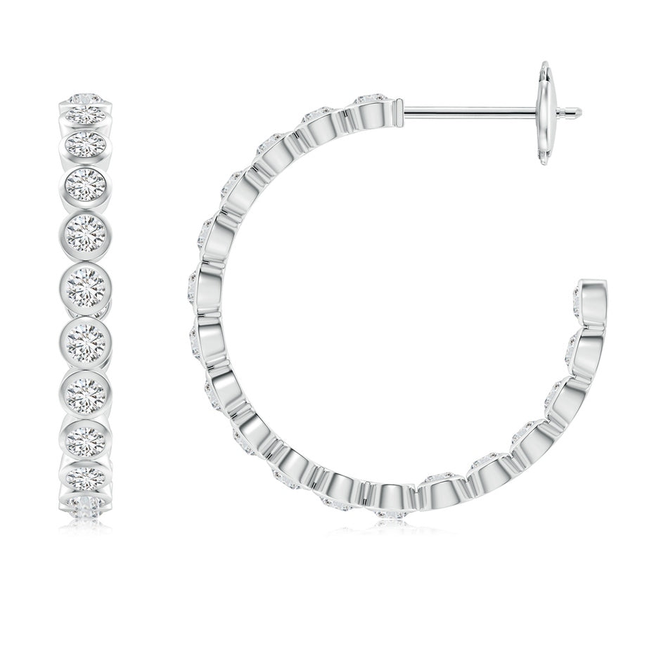 Bezel-Set Diamond Inside-Out Medium Hoop Earrings