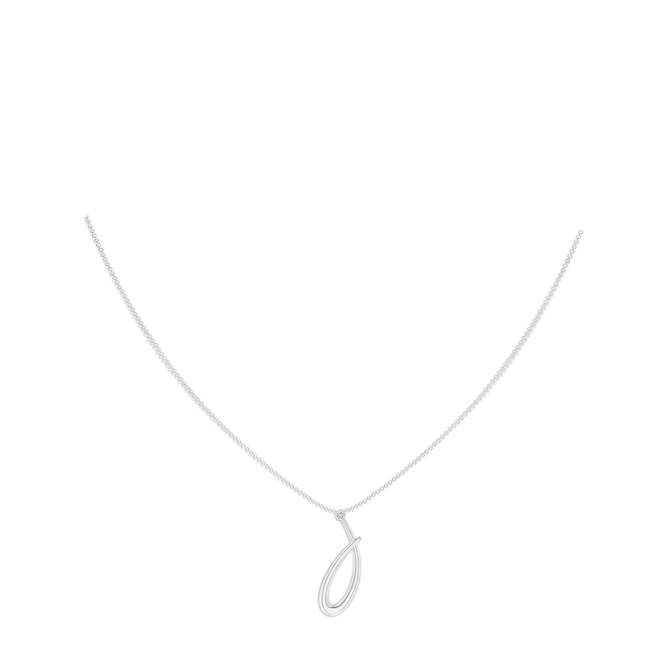 Bezel Set Diamond Lowercase 'J' Initial Pendant