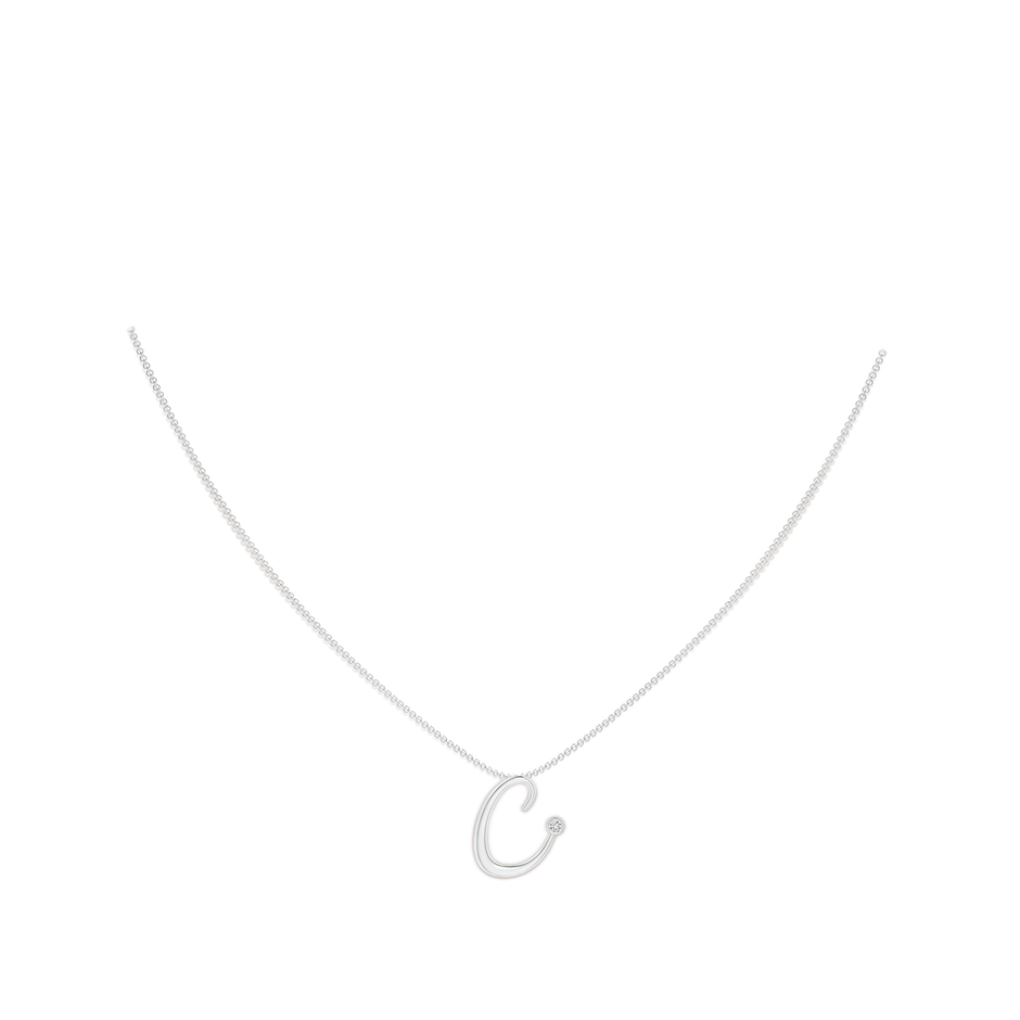 Bezel Set Diamond Lowercase 'C' Initial Pendant