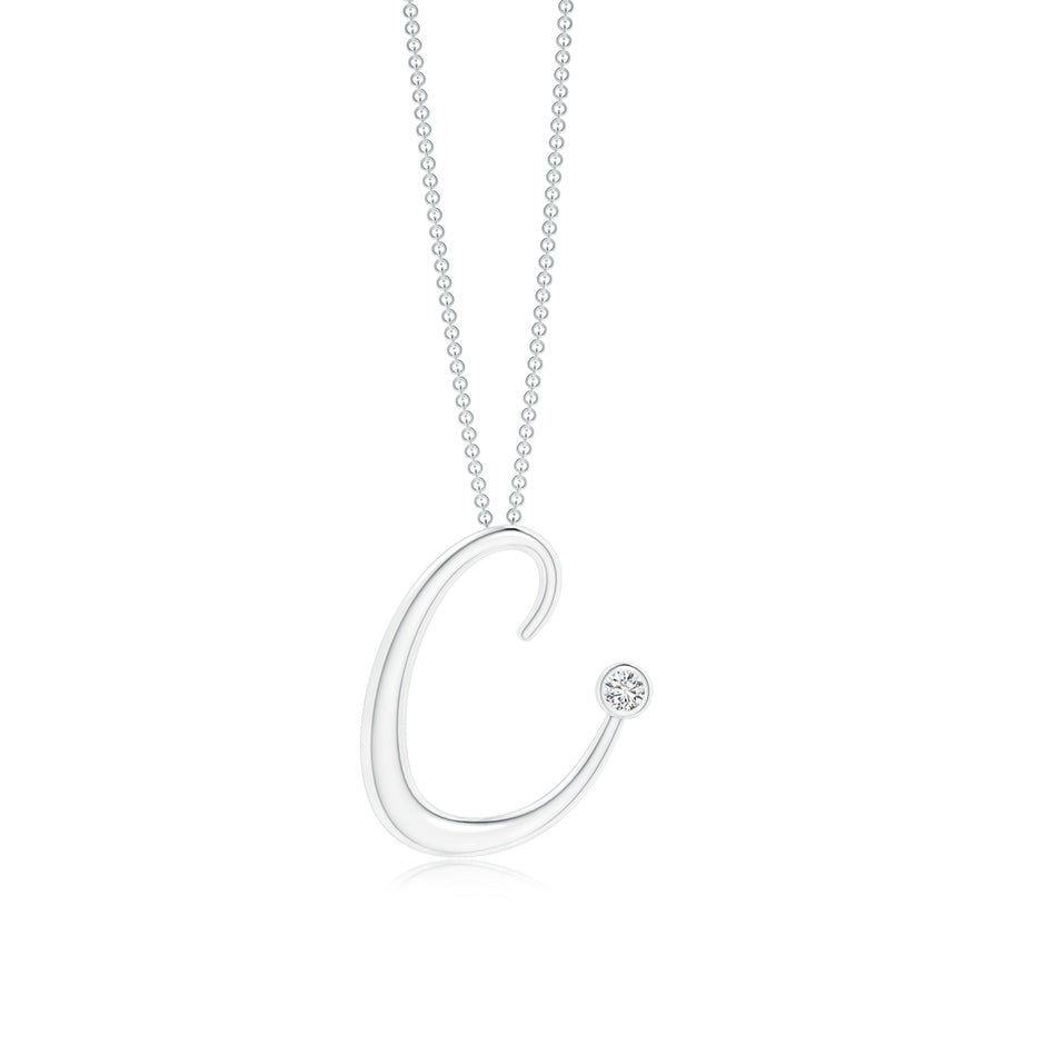 Bezel Set Diamond Lowercase 'C' Initial Pendant