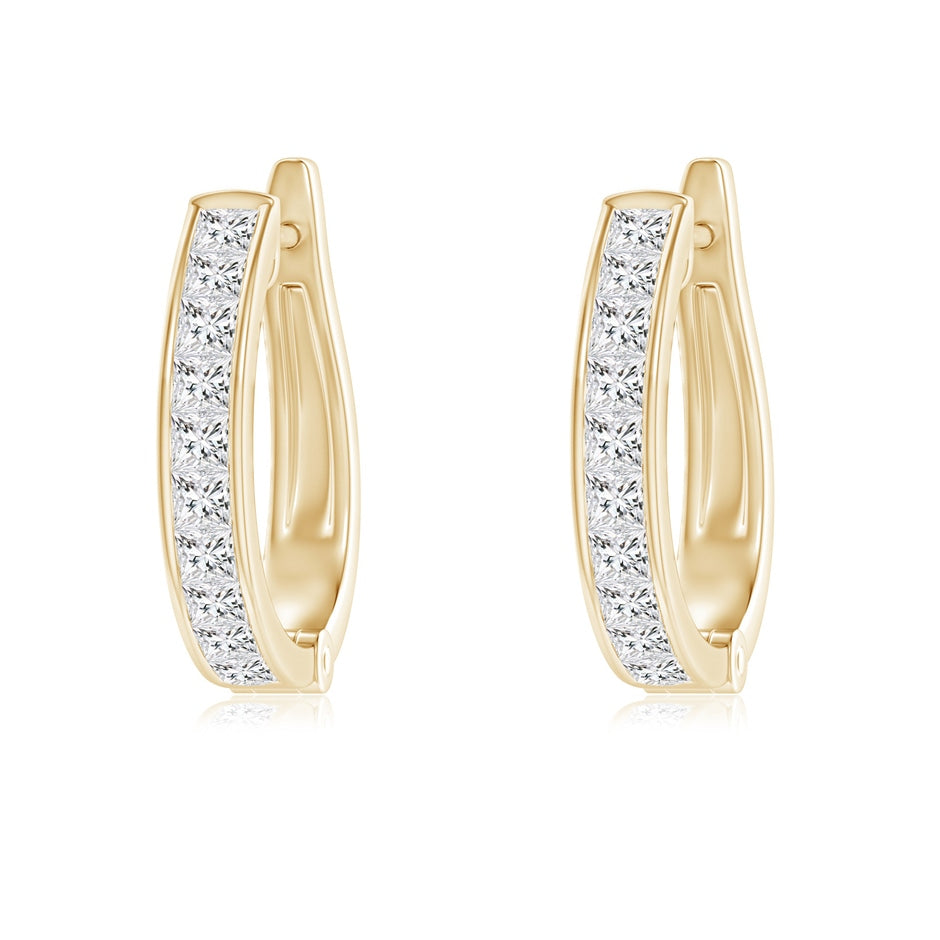 Channel-Set Princess-Cut Diamond Huggie Hoop Earrings