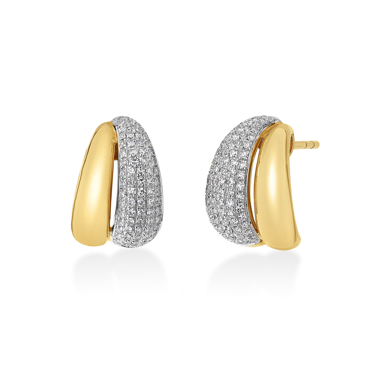 Double Row Diamond Huggie Earrings