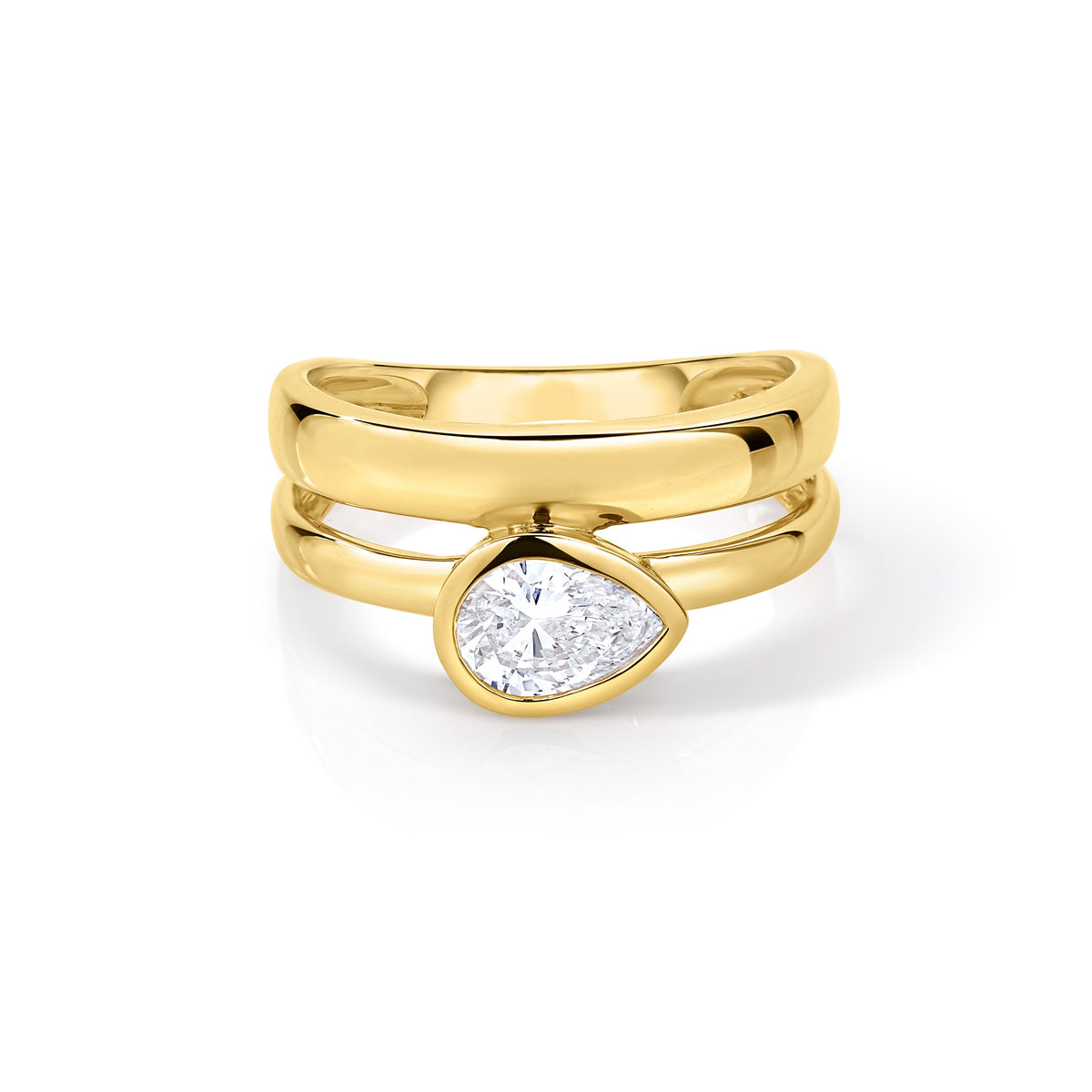Bezel East-West Pear Lab Diamond Double Band Ring