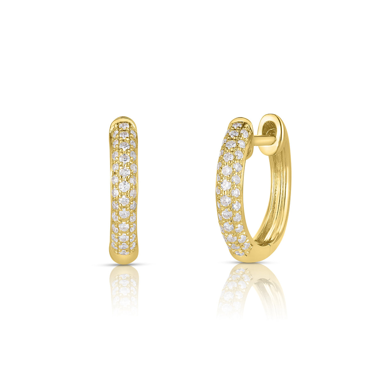 3-Row Pave Diamond Huggie Earrings