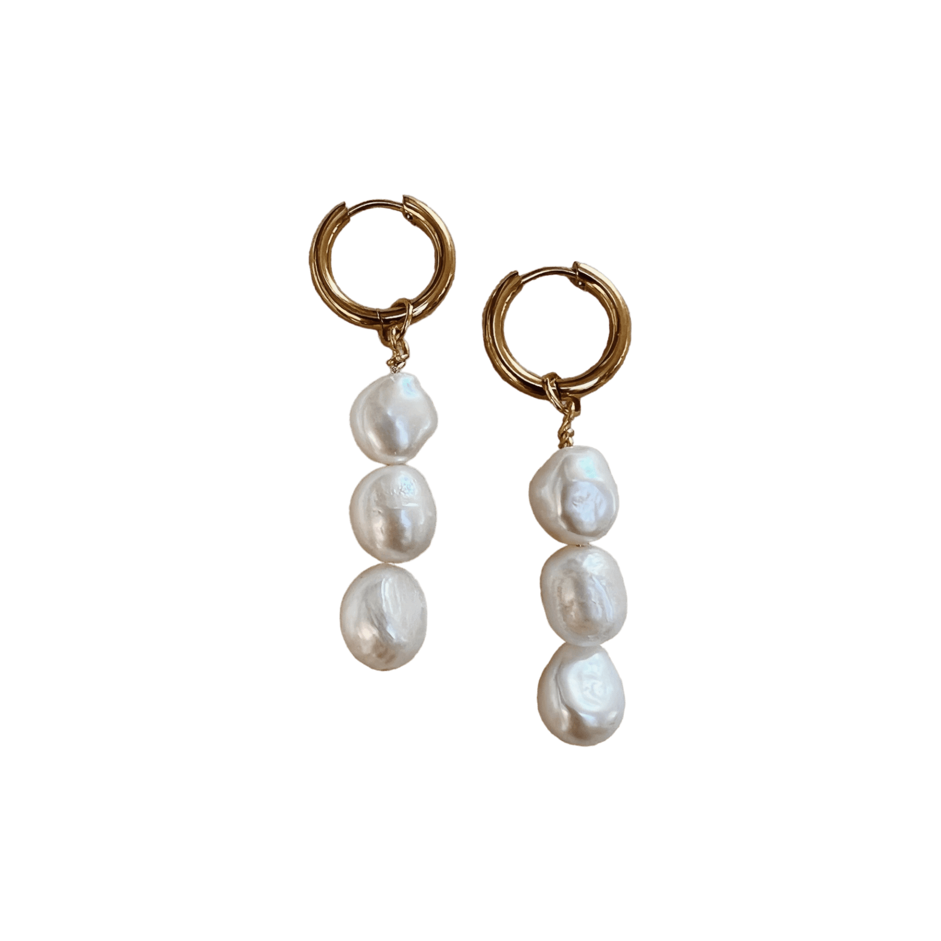 3 Drop Pearl Earrings