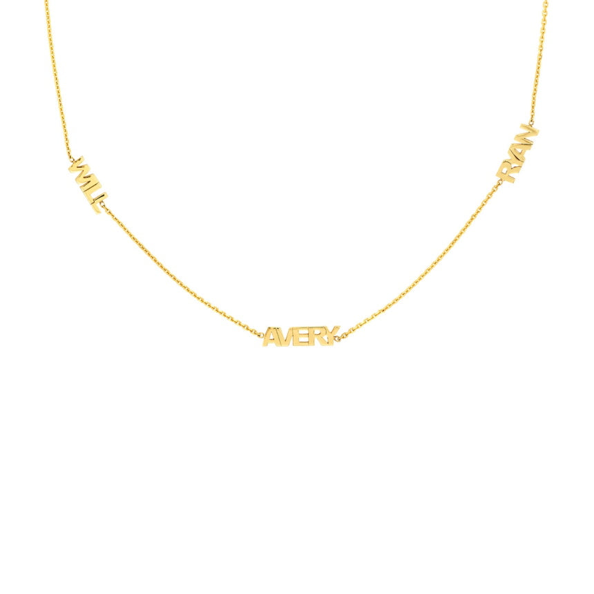 3 Name Necklace Gold