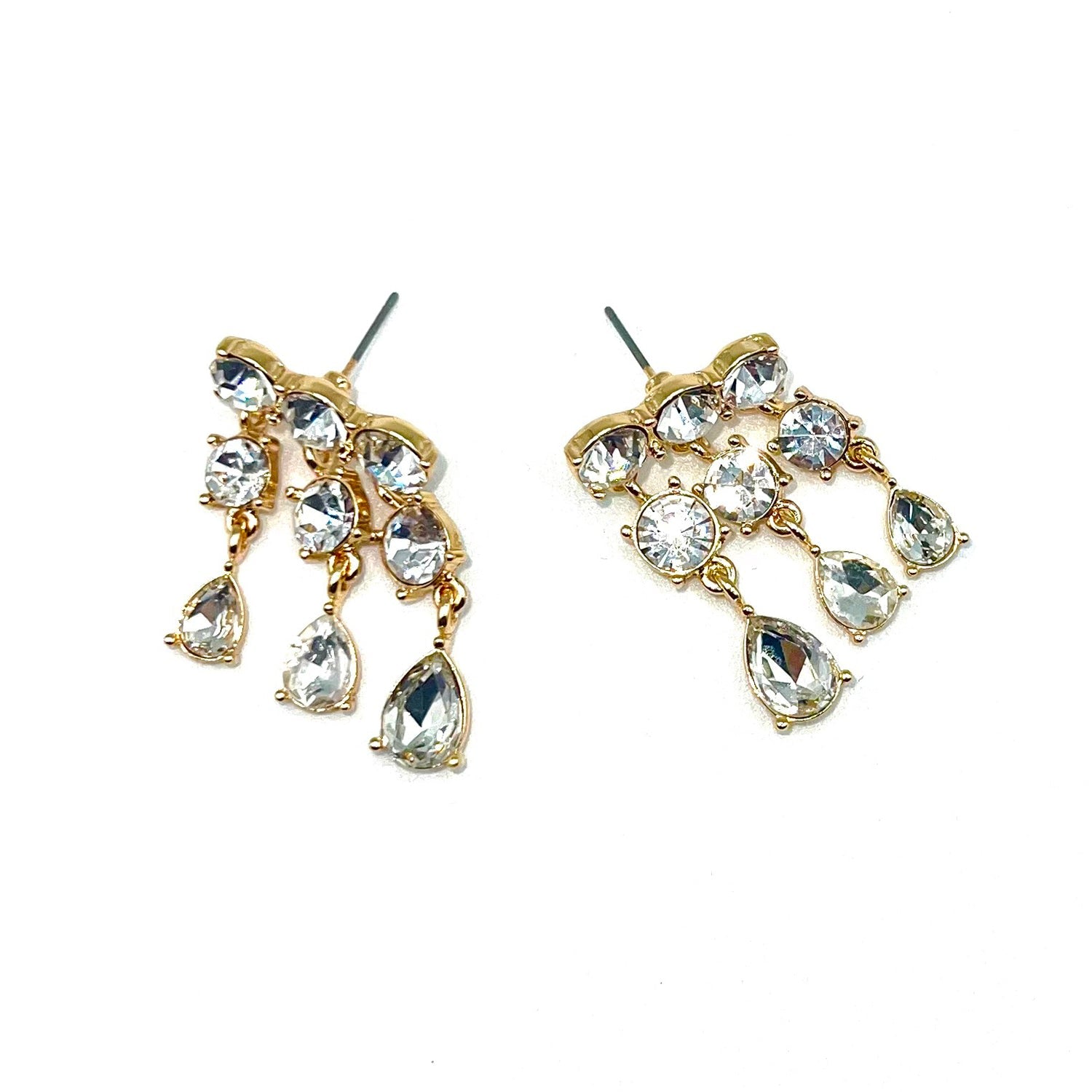 Triple Row Crystal Drop Statement Earring