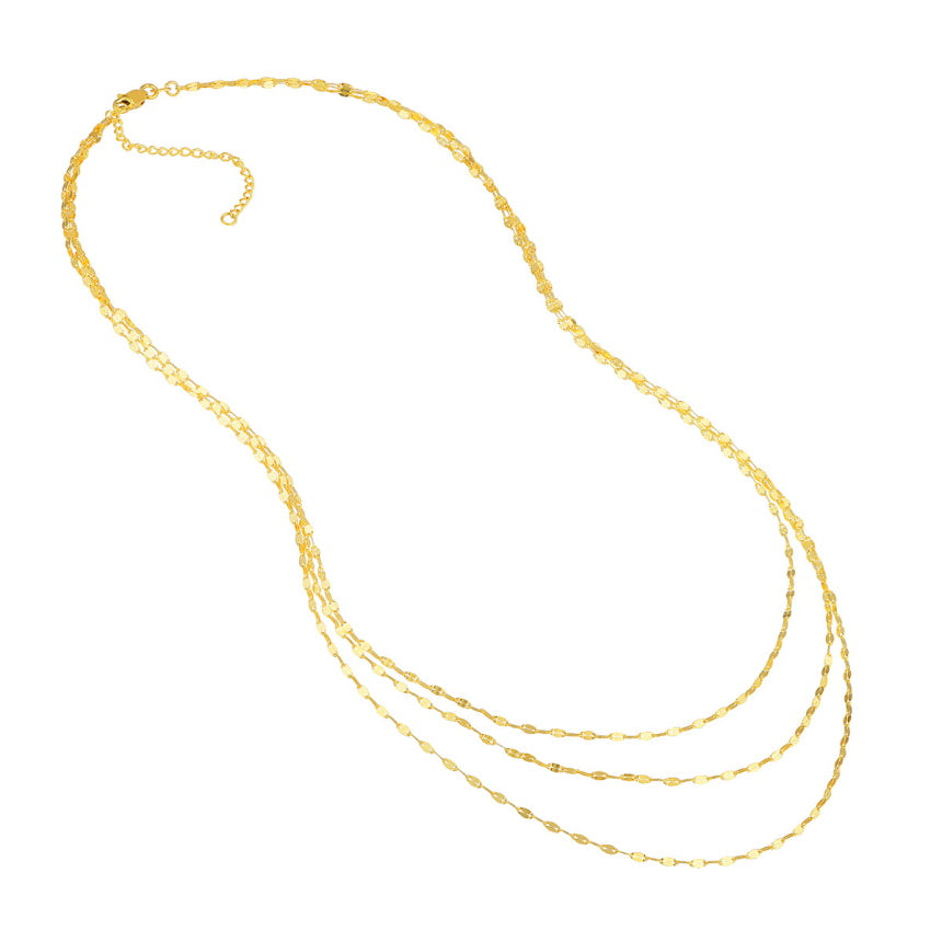 3 Layered 14K Gold Necklace