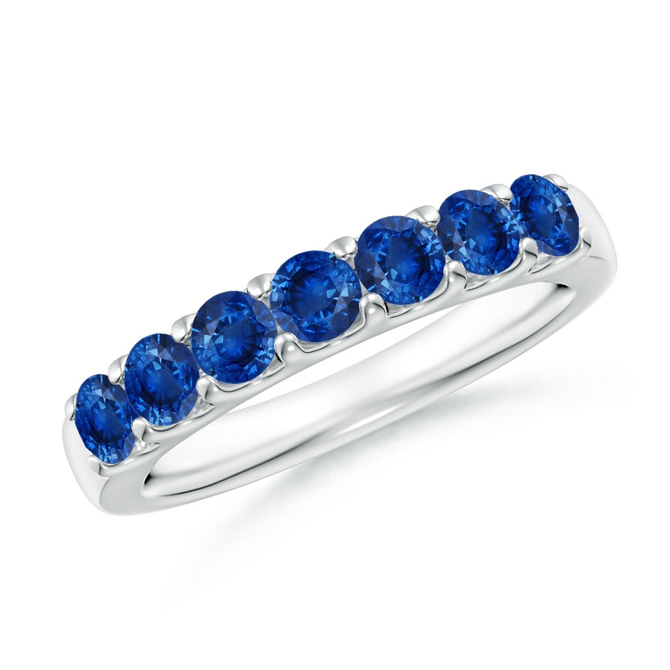 Shared Prong Set Half Eternity Sapphire Wedding Band