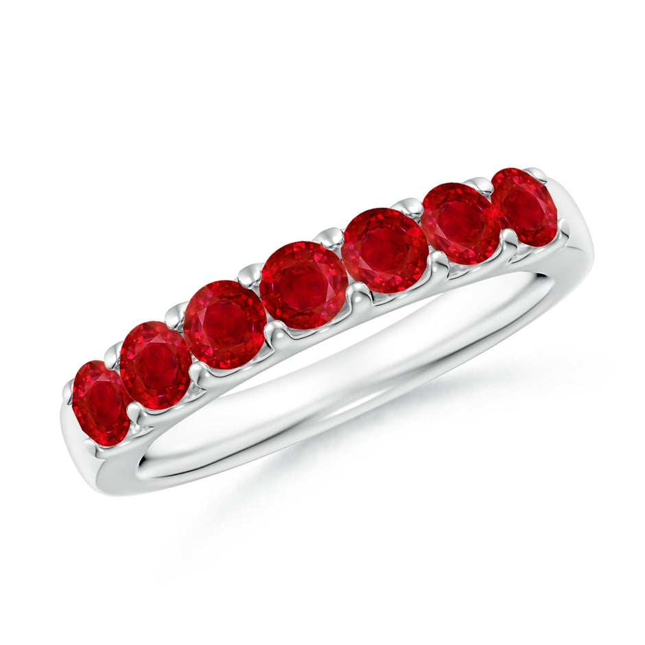 Shared Prong Set Half Eternity Ruby Wedding Band