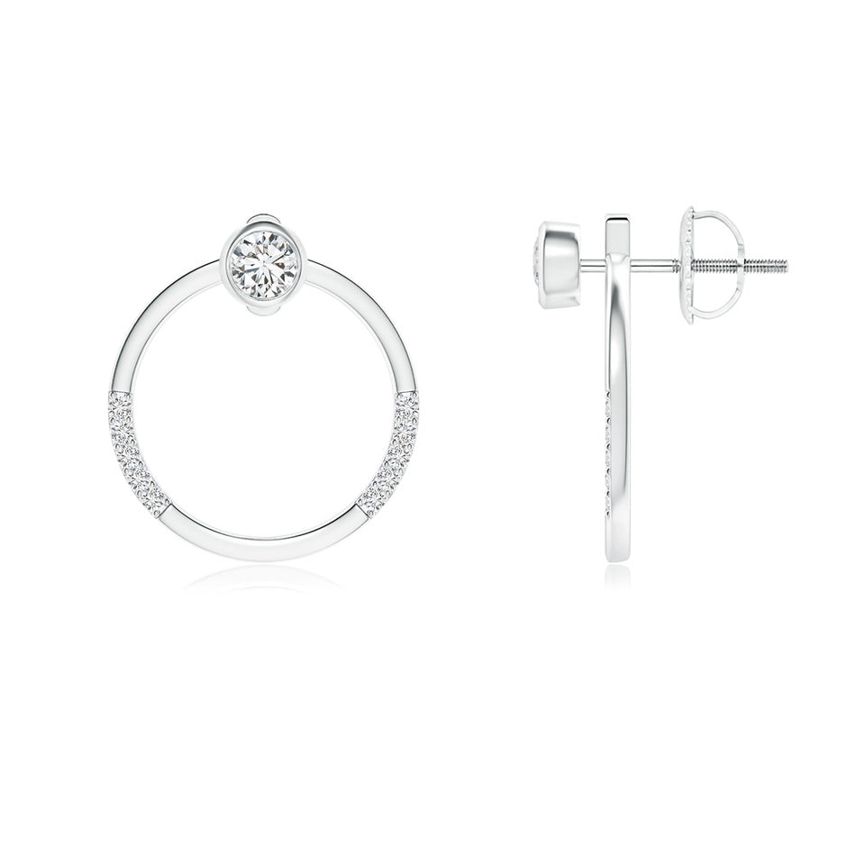 Bezel-Set Round Diamond Front-Back Stud Earrings