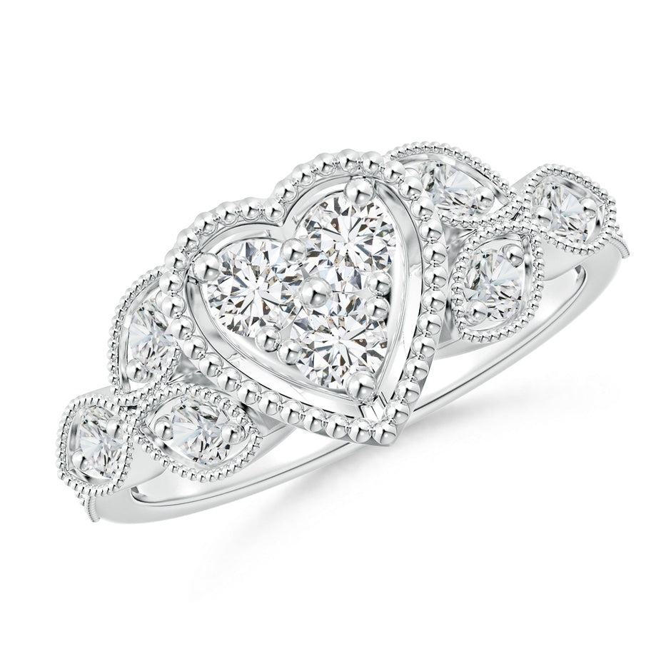 Milgrain Petal Diamond Composite Heart Promise Ring