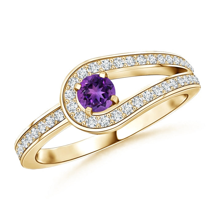 Solitaire Amethyst Knot Promise Ring with Diamond