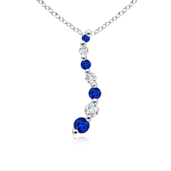 Sapphire and Diamond Curved Journey Pendant