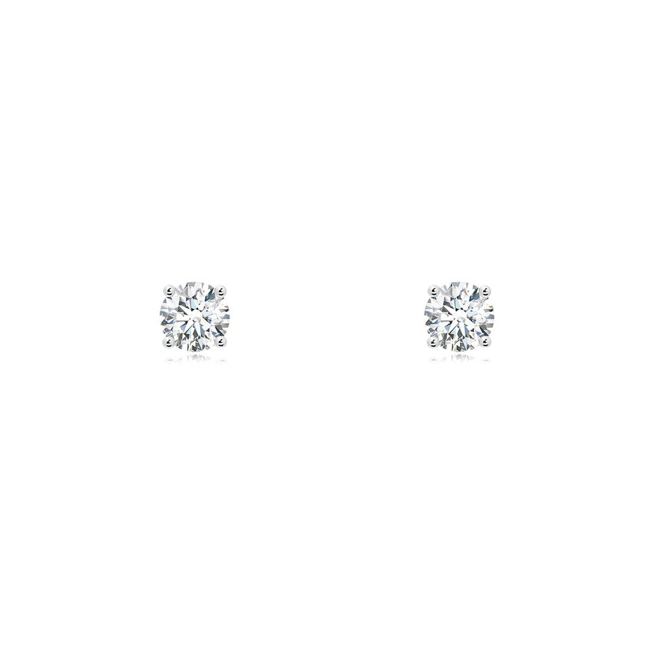Basket-Set Solitaire Diamond Stud Earrings
