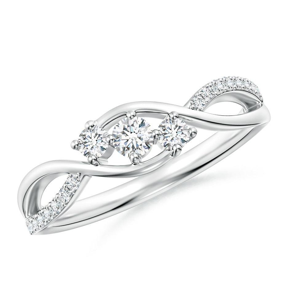 Diamond Infinity Twist Three Stone Bypass Ring