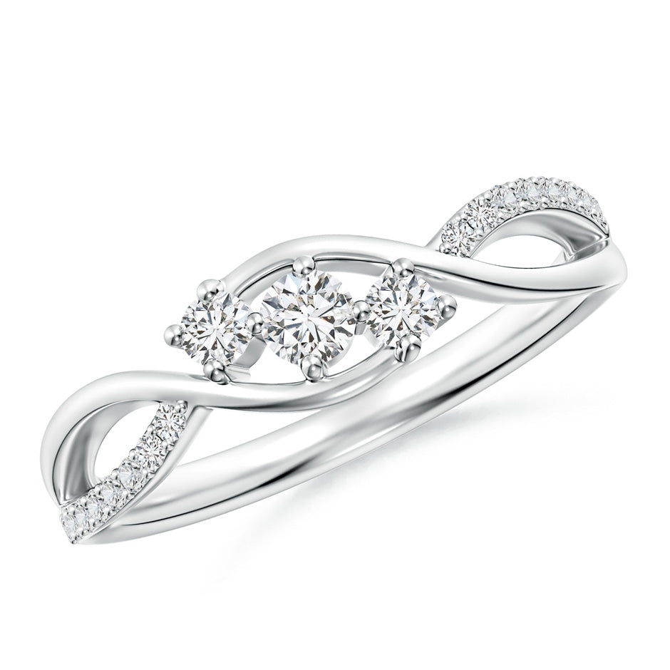 Diamond Infinity Twist Three Stone Bypass Ring