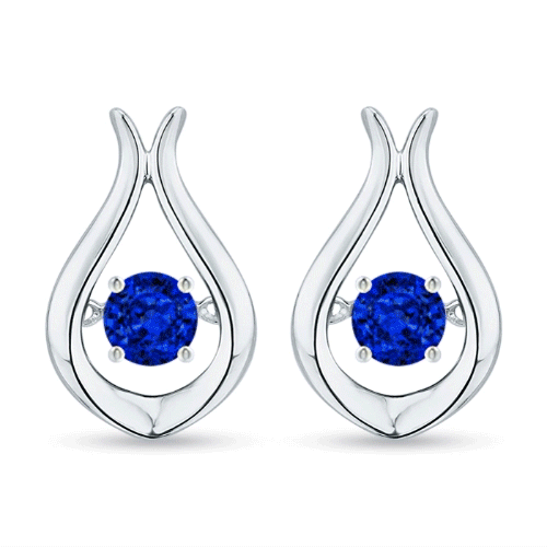 Dancing Blue Sapphire Solitaire Drop Earrings