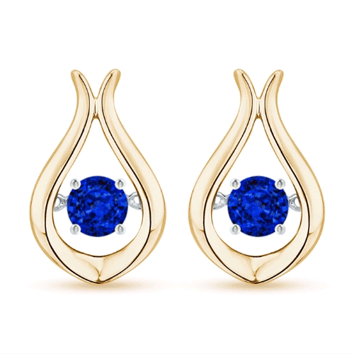 Dancing Blue Sapphire Solitaire Drop Earrings