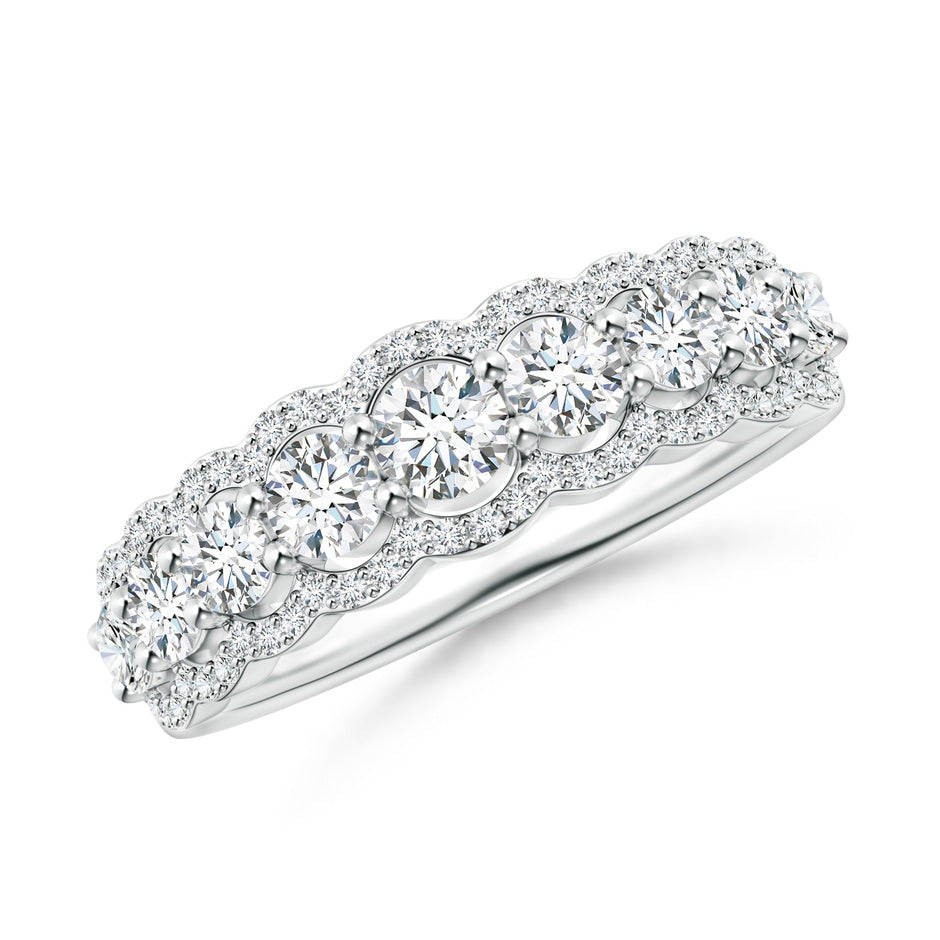 Scalloped-Edge Diamond Nine Stone Anniversary Ring