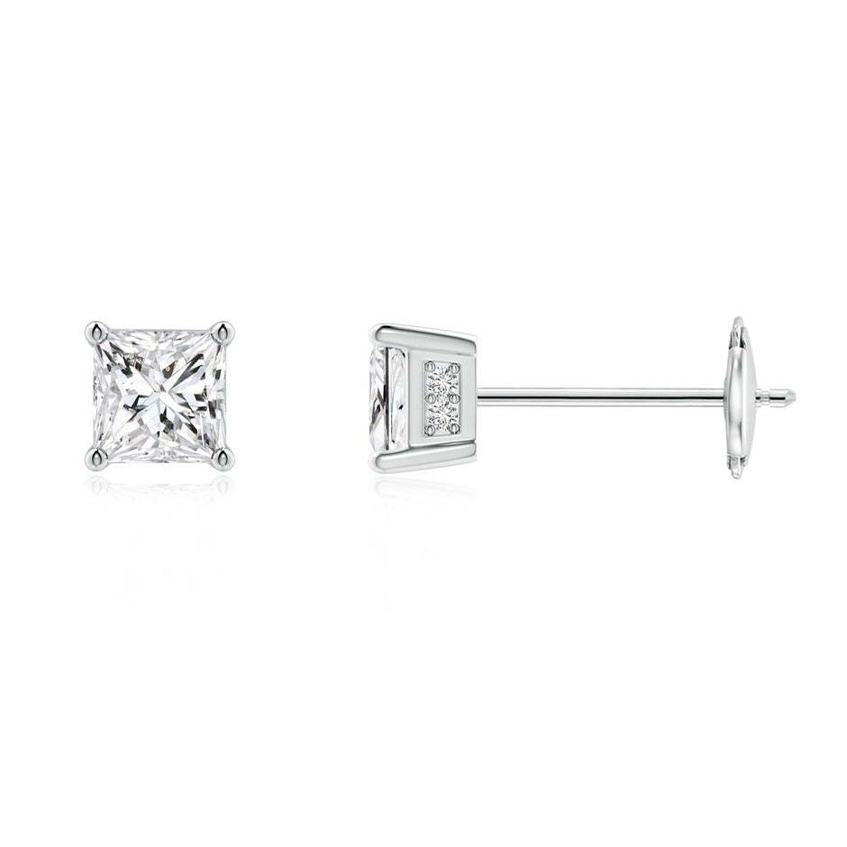 Prong-Set Princess-Cut Diamond Solitaire Stud Earrings