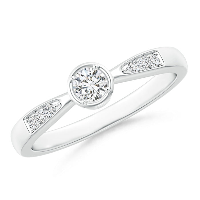 Tapered Round Diamond Solitaire Promise Ring