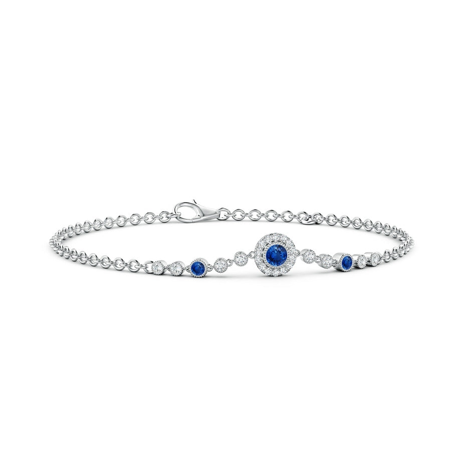 Vintage Style Bezel-Set Sapphire and Diamond Bracelet