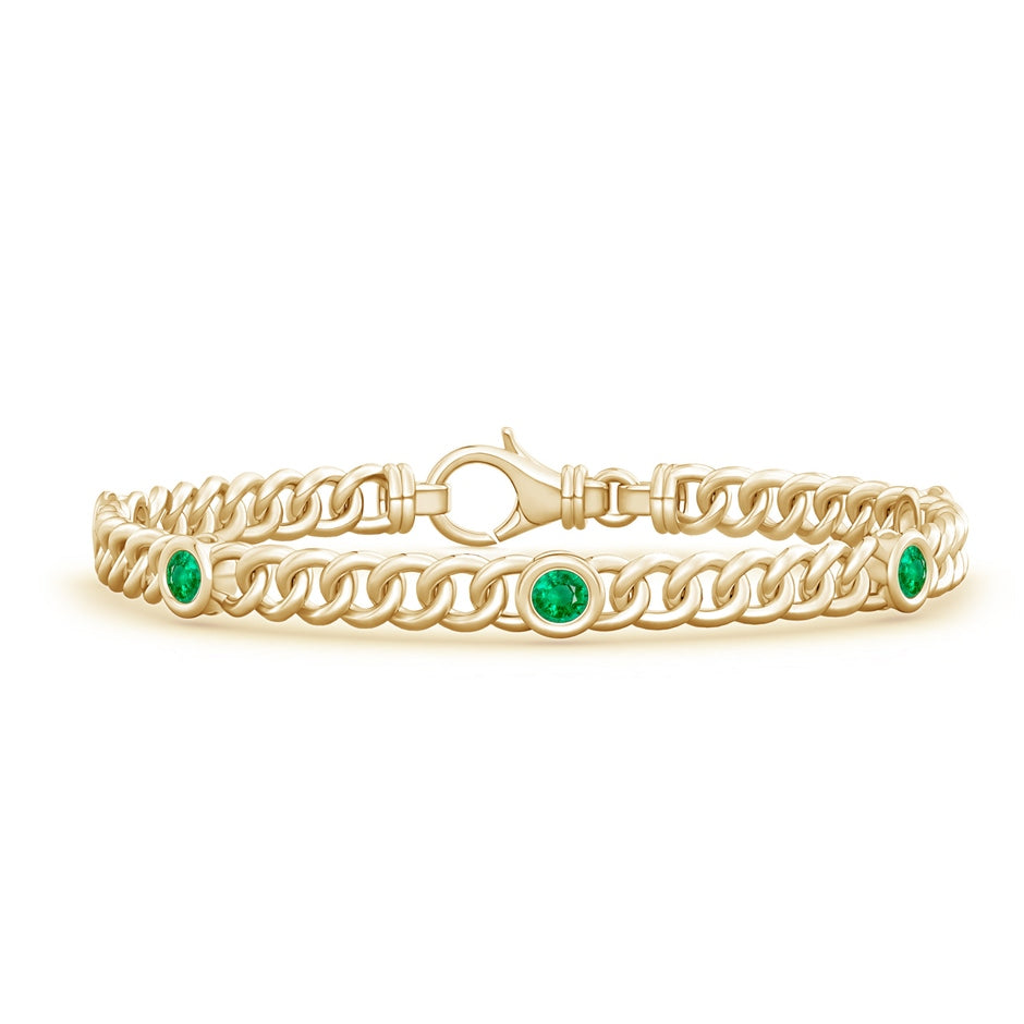 Bezel-Set Emerald Curb Chain Link Bracelet