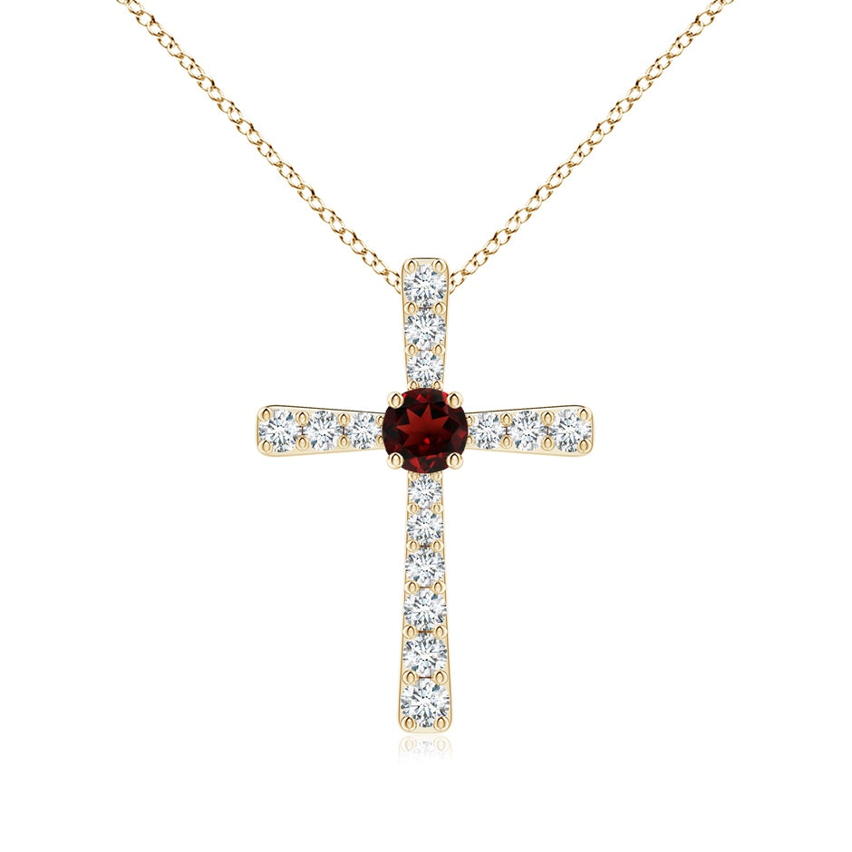 Garnet and Diamond Cross Pendant