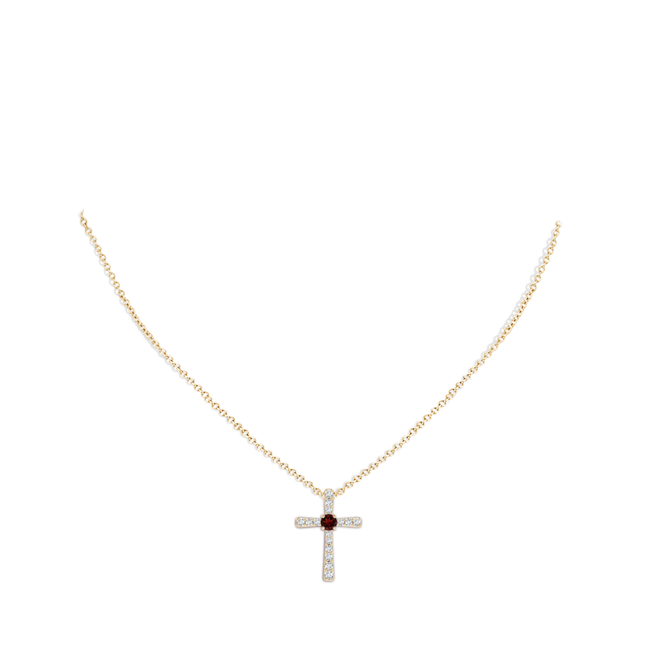 Garnet and Diamond Cross Pendant