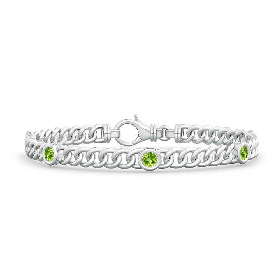 Bezel-Set Peridot Curb Chain Link Bracelet
