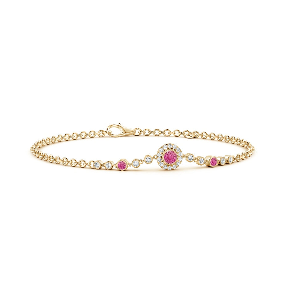 Vintage Style Bezel-Set Pink Sapphire and Diamond Bracelet