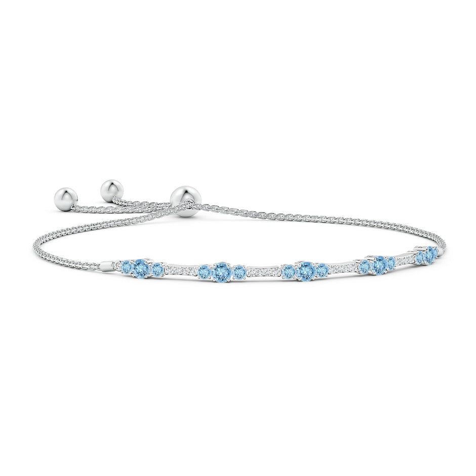 Round Aquamarine and Diamond Bolo Bracelet