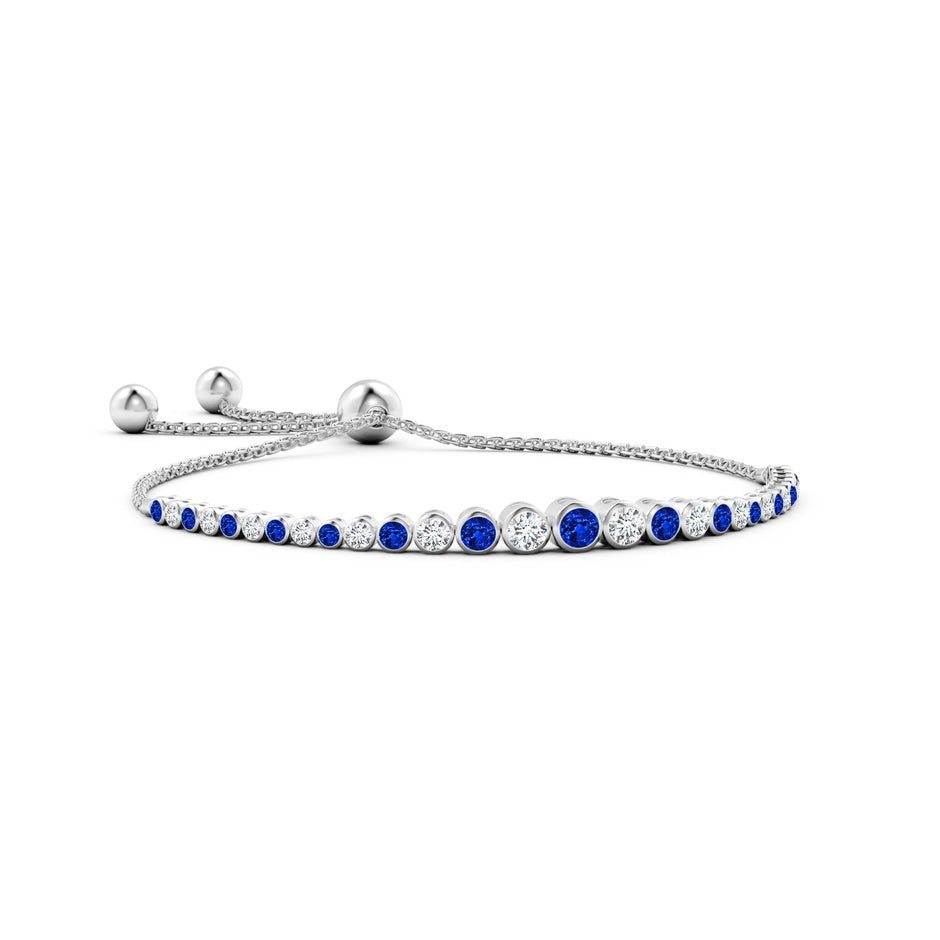 Lab-Grown Graduated Bezel-Set Blue Sapphire and Lab Diamond Bolo Bracelet