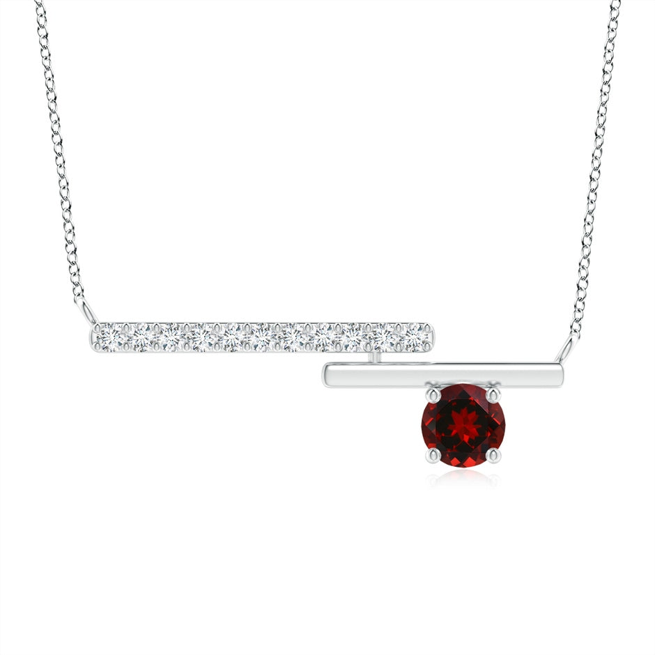 Garnet Capricorn Bypass Bar Pendant with Diamonds