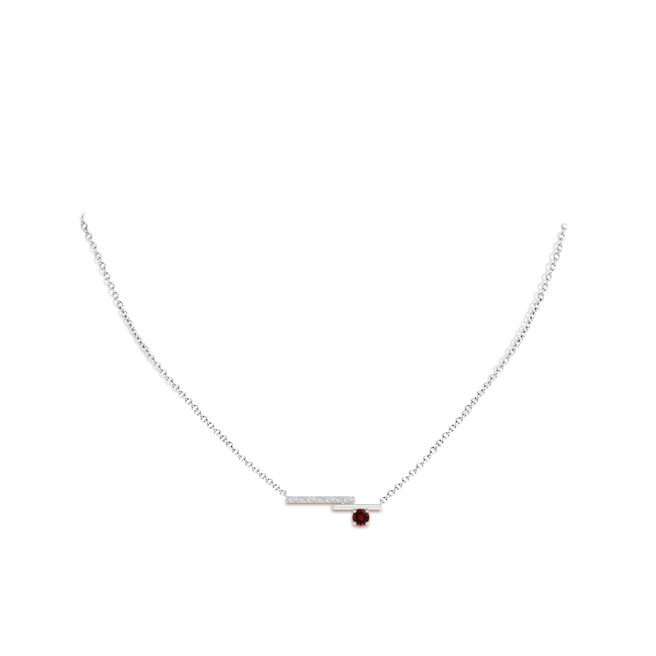 Garnet Capricorn Bypass Bar Pendant with Diamonds