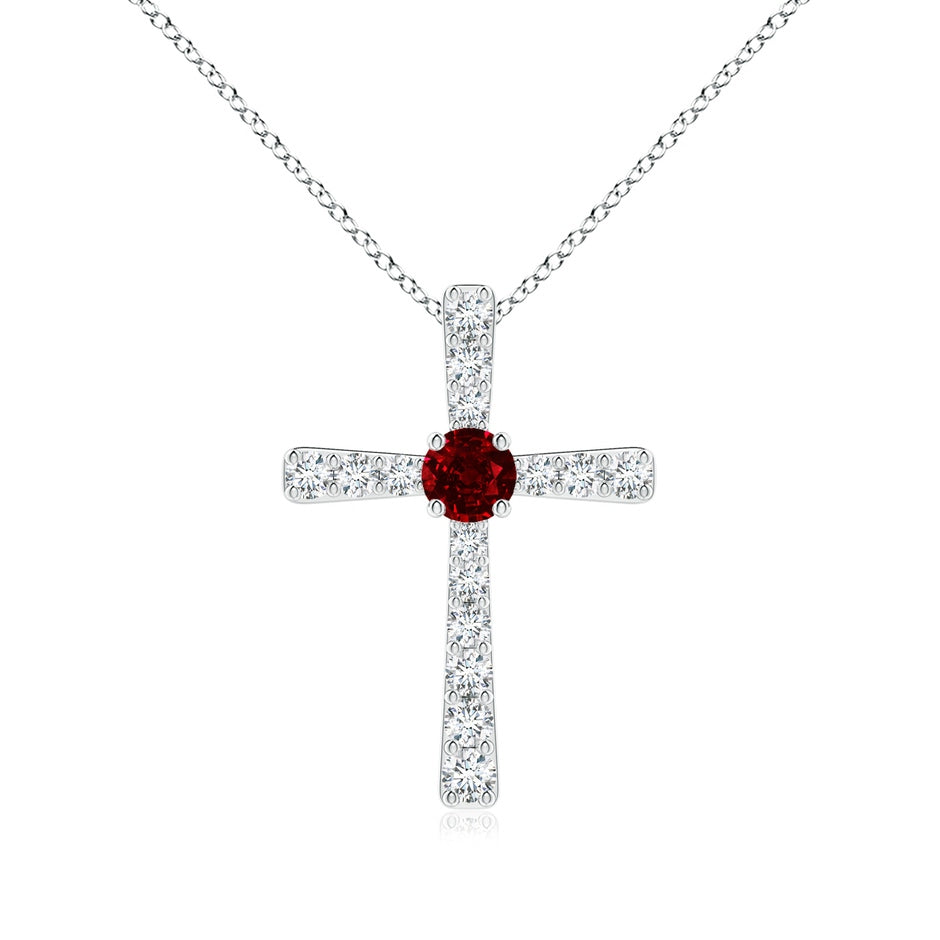 Ruby and Diamond Cross Pendant