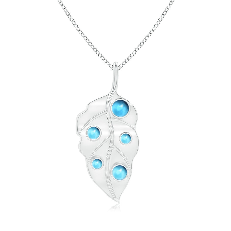 Swiss Blue Topaz Dew Drop Leaf Pendant